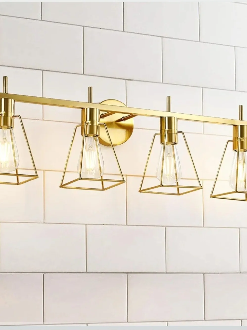 Brushed Gold 4-Light Geometric Wall Sconce - Home Bath Lighting